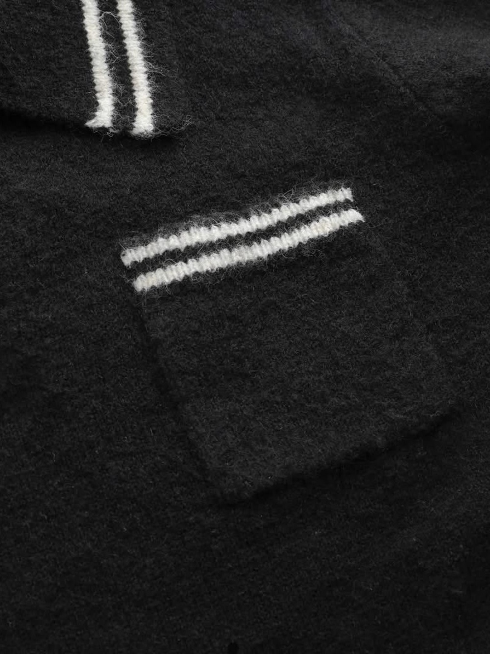 CIDER BLACK WHITE WOOL-BLEND COLLAR STRIPED TRIM OVERSIZED SWEATER, large nwt - Picture 3 of 3